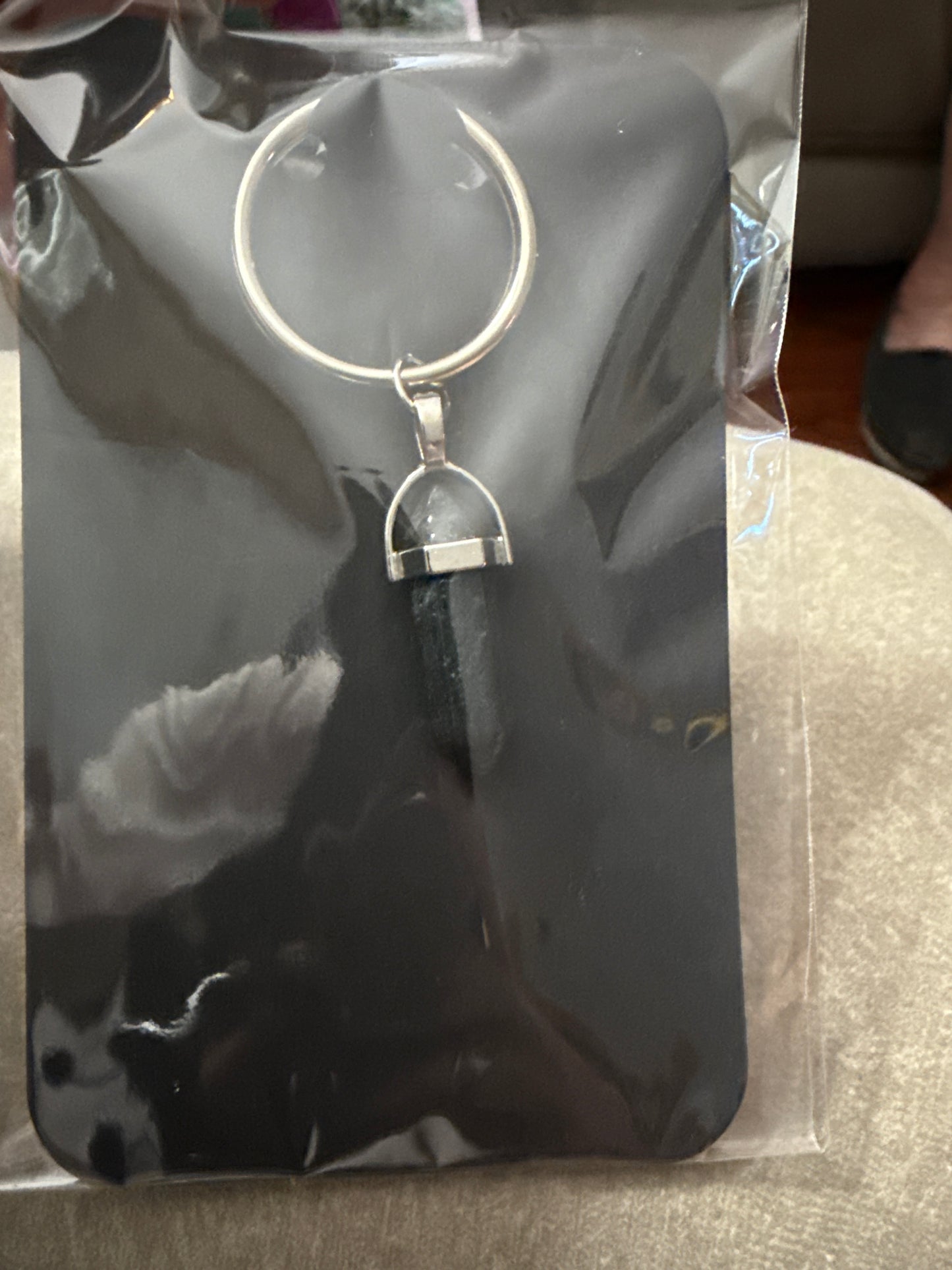 Black Tourmaline Protection Crystal Keychain