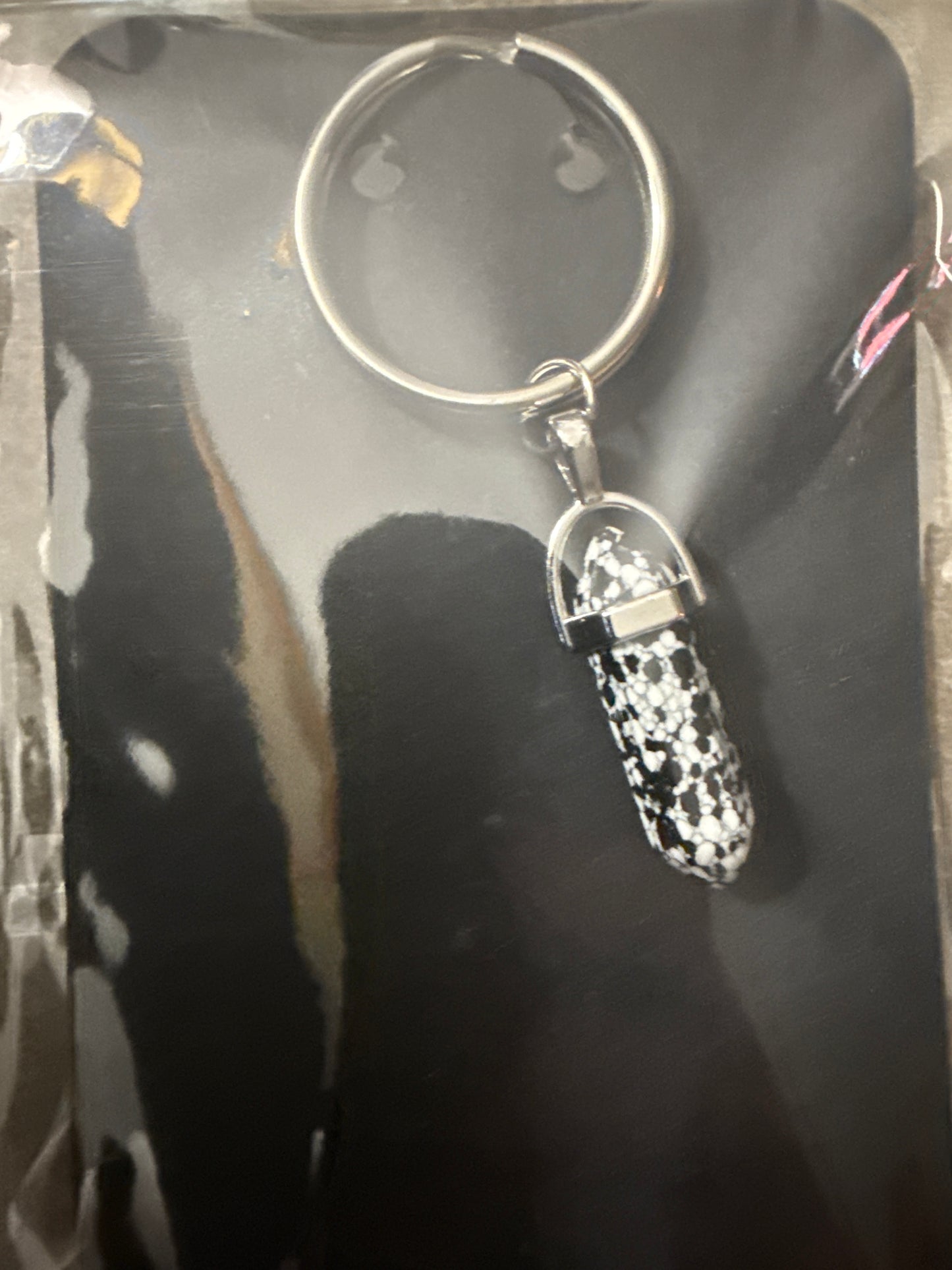 Snowflake Obsidian Balance & Protection Keychain