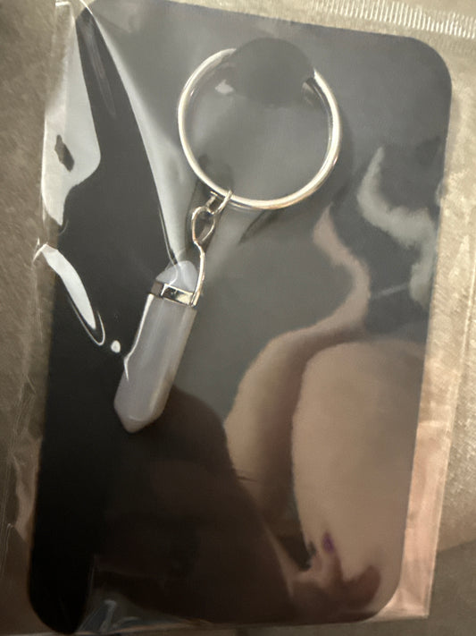 Blue Lace Agate Serenity Crystal Keychain