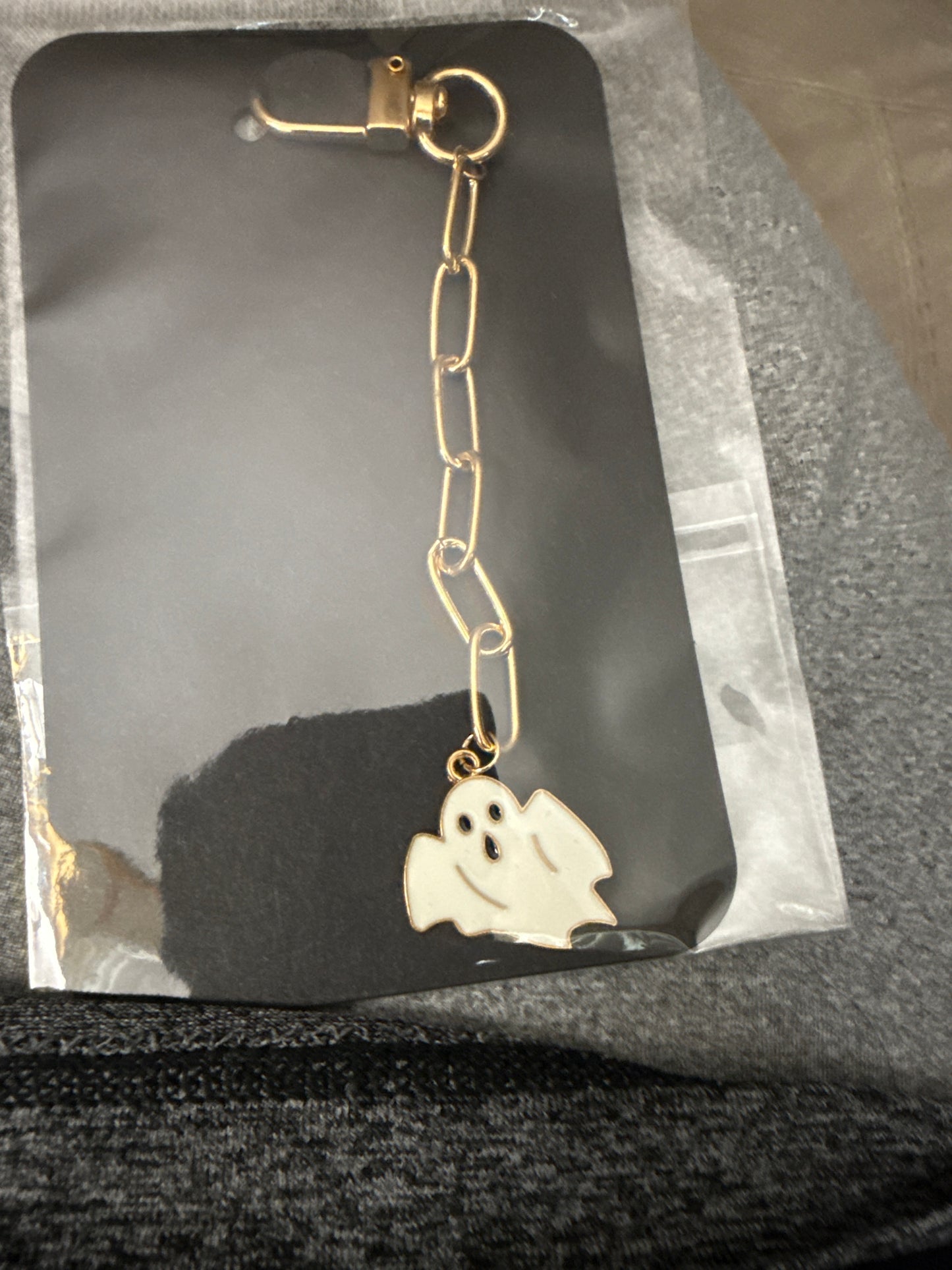 👻 “Boo Buddy” White Ghost Charm Chain Keychain ✨ Short