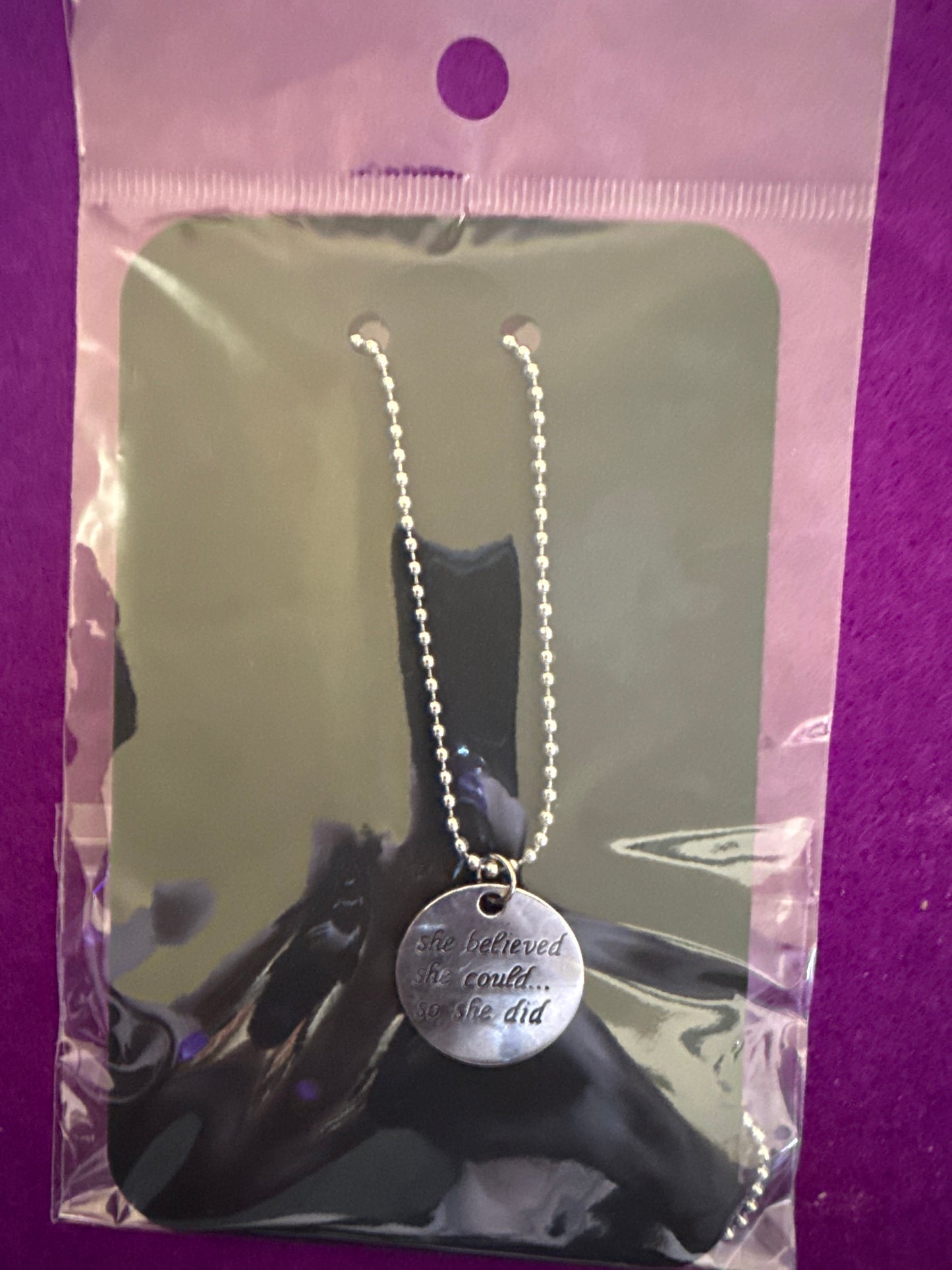 ✨ Empowerment Affirmation Necklace – “She Believed She Could… So She Did”