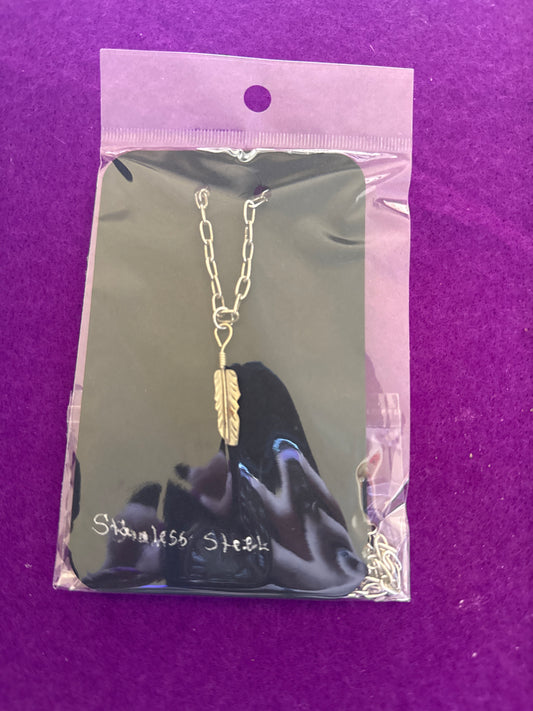 🪶 Spirit Whisper ✧ Stainless Steel Feather Necklace